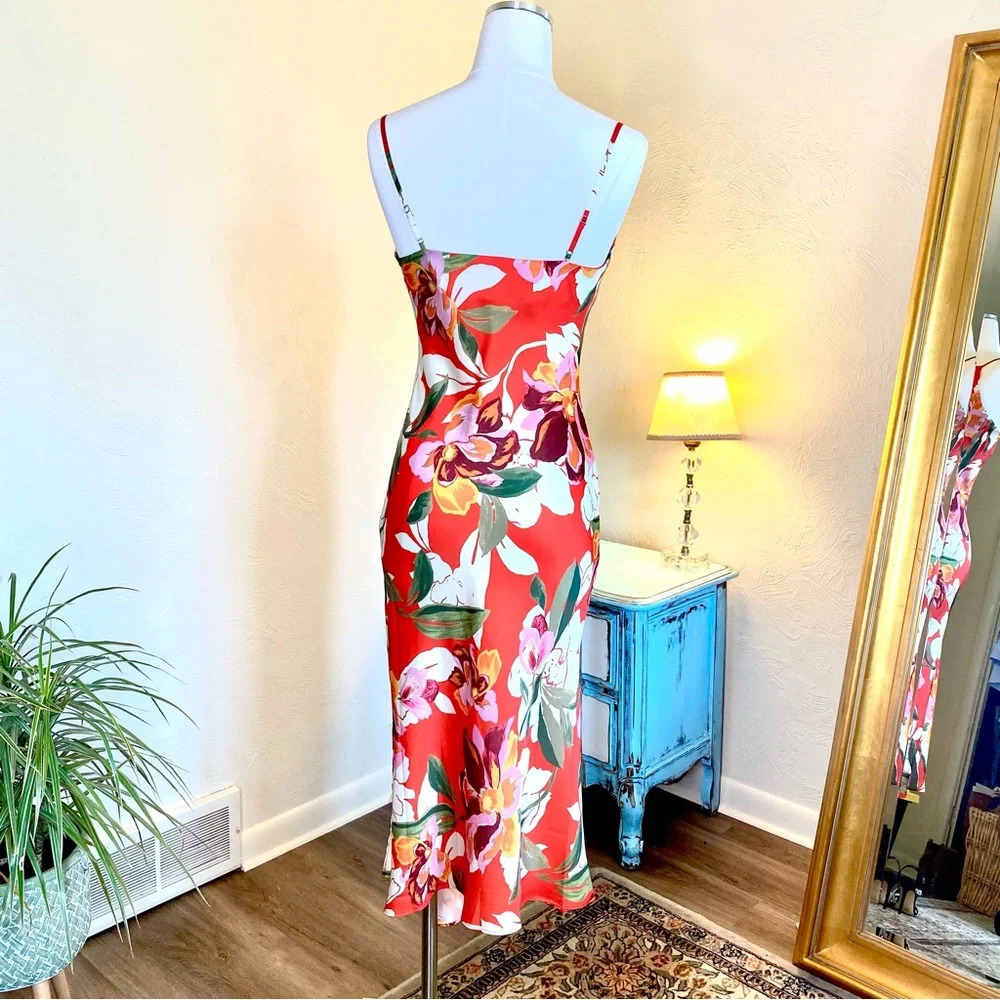 NWT Adelyn Rae Faith Floral Front Slip Dress, Tropical, Red, Small - Picture 4 of 7